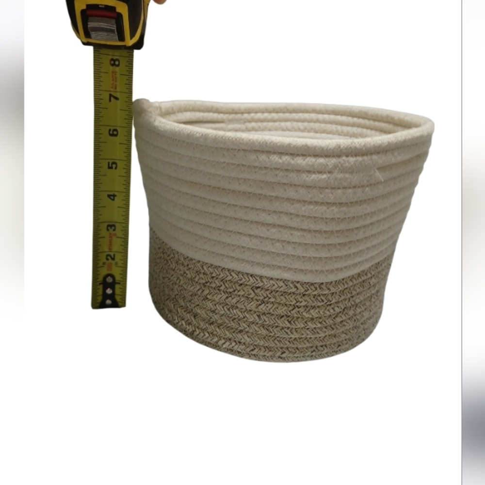 Cream and Natural Two-Tone Woven Rope Storage Make-Up Basket - Home Accents